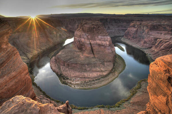 Horseshoe Bend Art Print featuring the photograph Sunset on Horseshoe Bend by Mark Langford