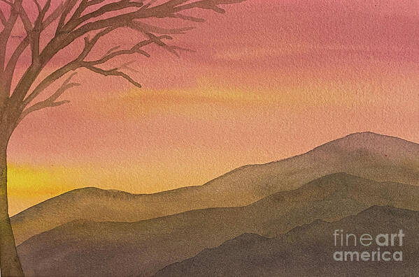 Sunset Art Print featuring the painting Sunset Tree by Lisa Neuman
