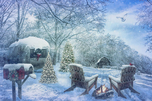Barns Art Print featuring the photograph Swirling Christmas Country Snow by Debra and Dave Vanderlaan