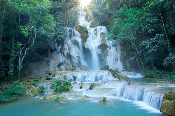 Southeast Asia Art Print featuring the photograph Tad Kuang Si waterfall by Cyril Eberle