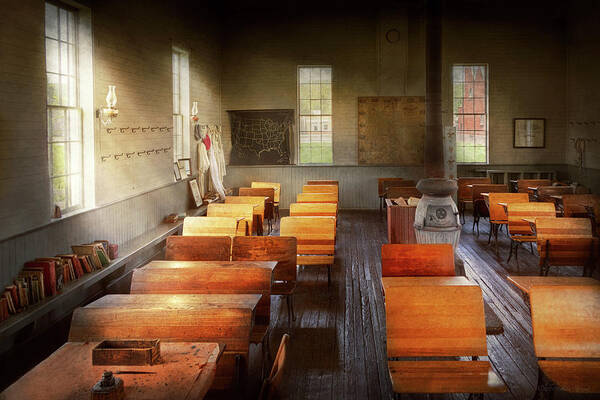 School Art Print featuring the photograph Teacher - Heritage classroom by Mike Savad