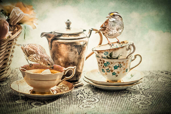 Still Life Art Print featuring the photograph Teatime for the Birds by Maggie Terlecki