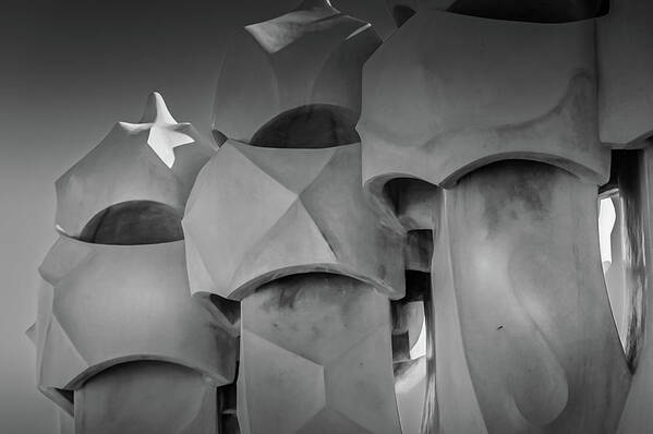 Barcelona Art Print featuring the photograph The 3 Heads of Gaudi by Tito Slack