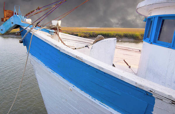 Blue Shrimp Boat Photo Art Print featuring the photograph The Blue Shrimp Boat by Bob Pardue