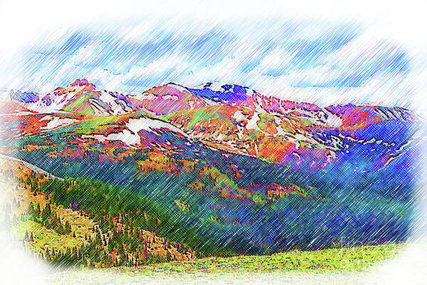 Loveland-pass Art Print featuring the digital art The Colorado Continental Divide on Loveland Pass by Kirt Tisdale