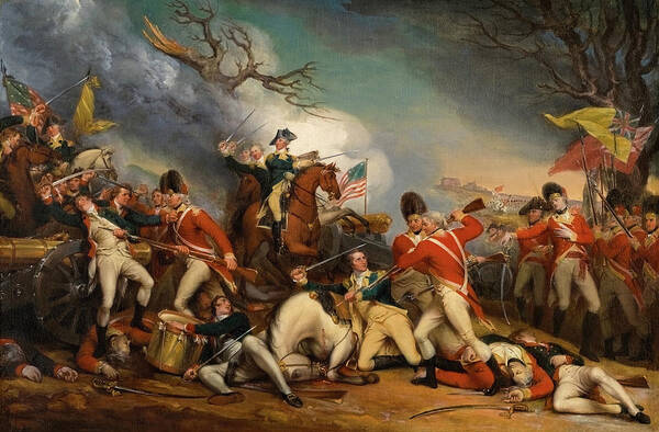 Death Art Print featuring the painting The Death of General Mercer at the Battle of Princeton, Jan 3, 1777 by John Trumbull