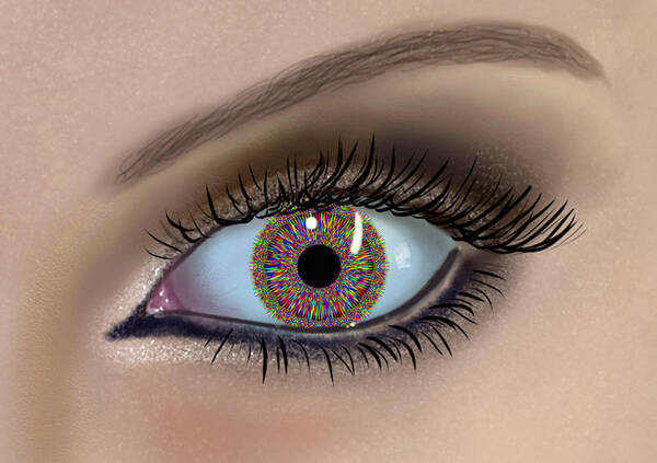 Eye Art Print featuring the digital art The Girl With Keleidoscope Eyes by Alan Ackroyd