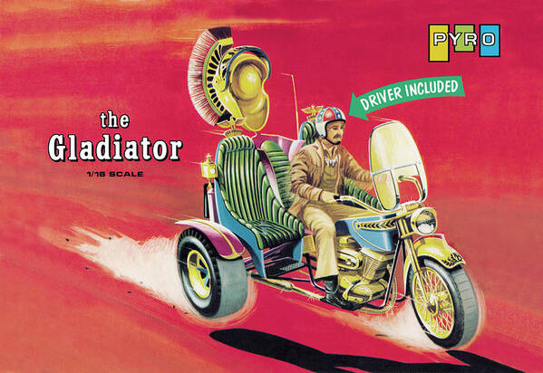 Vintage Toy Posters Art Print featuring the drawing The Gladiator - Driver Included by Vintage Toy Posters