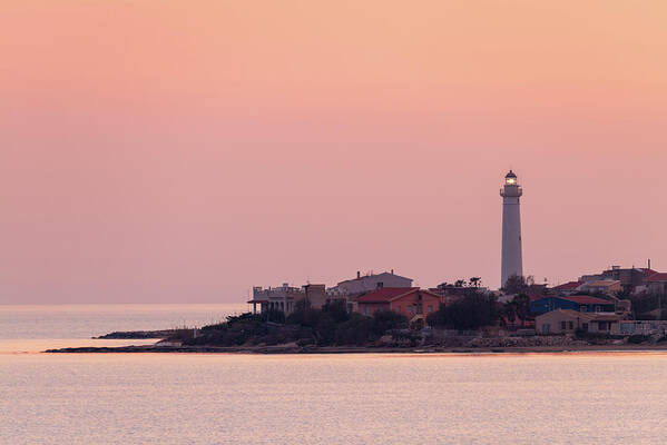 Sicily Art Print featuring the photograph The lighthouse in Punta Secca at sunset by Mirko Chessari