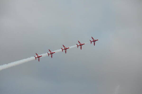 21st Century Art Print featuring the photograph The Red Arrows 5 in a Line by Gordon James