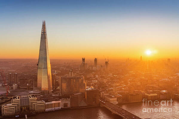 London Art Print featuring the photograph The Shard at sunset, London, England by Neale And Judith Clark