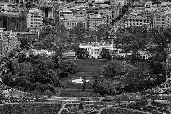 White House Art Print featuring the photograph The White House Aerial BW by Susan Candelario