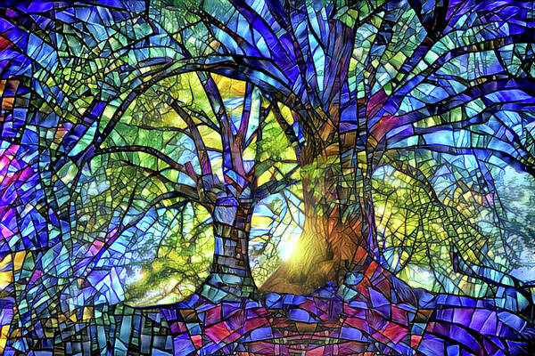 Stained Glass Art Print featuring the digital art The Worship of Trees by Peggy Collins