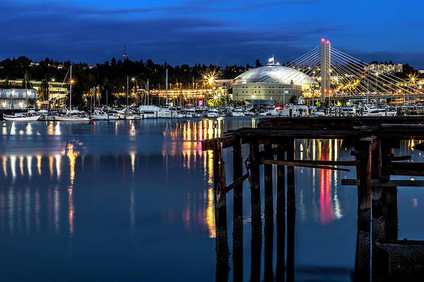 Thea Art Print featuring the photograph Thea Foss and T-Dome Blue Hour by Rob Green