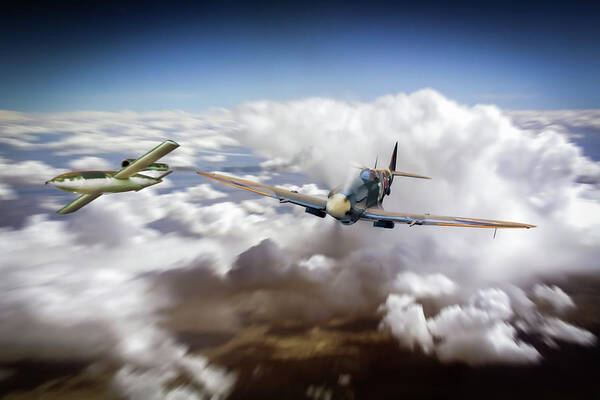 Supermarine Spitfire Art Print featuring the digital art Tipping the V1 by Airpower Art