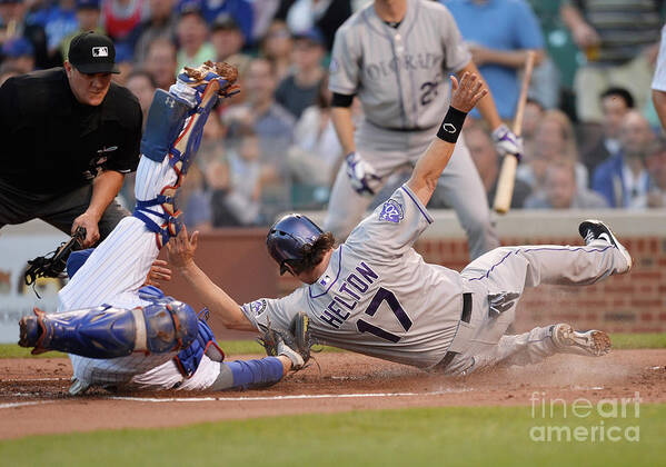 Second Inning Art Print featuring the photograph Todd Helton, Josh Rutledge, and Welington Castillo by Brian Kersey