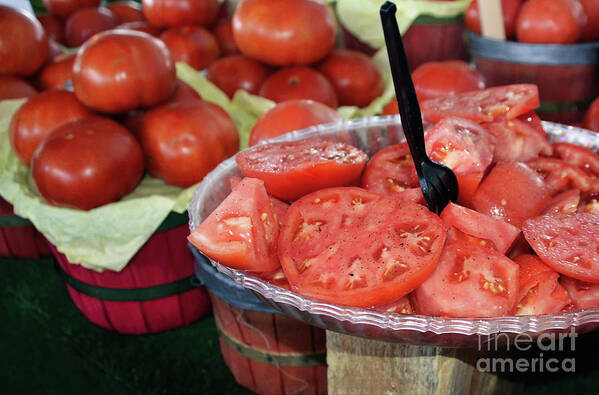 Tomatoes Art Print featuring the photograph Tomatoes for Sale by Diana Mary Sharpton