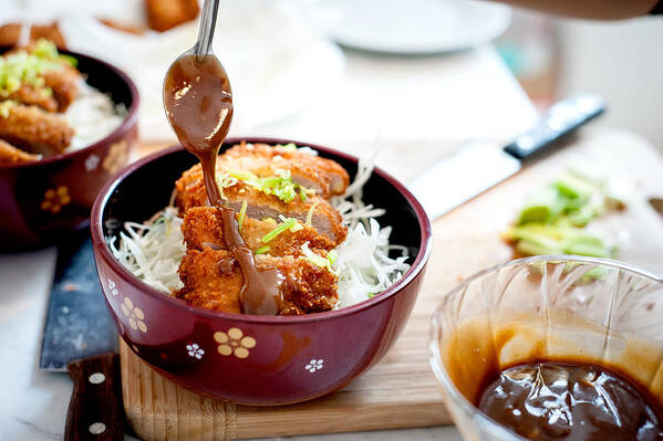 Spoon Art Print featuring the photograph Tonkatsu with noodles and sauce in bowl, Japan by stéphane Bureau du Colombier