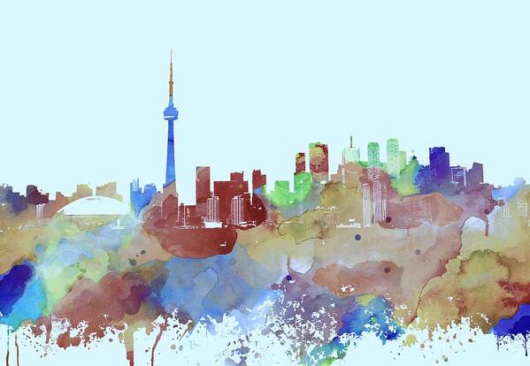 Toronto Art Print featuring the mixed media Toronto Ontario Canada multicolor skyline Design 249 by Lucie Dumas