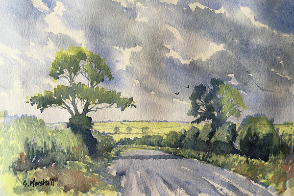 Watercolour Art Print featuring the painting Towards the Wolds from Wykeham Road by Glenn Marshall