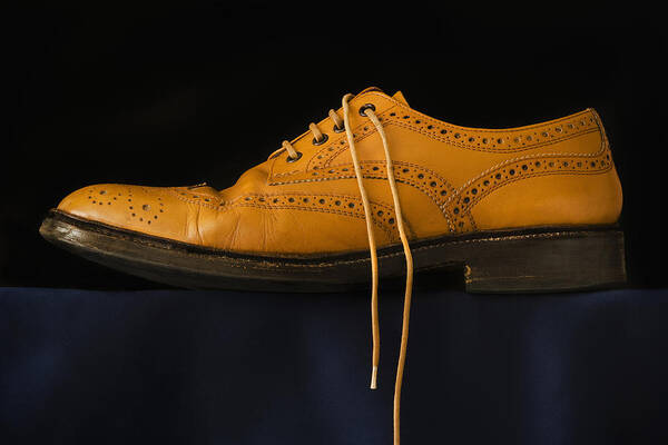 Lace Art Print featuring the photograph Traditional brogue on black background by Joe Clark