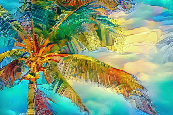 Tree Art Print featuring the photograph Tropical Palm Tree Art by Debra Kewley