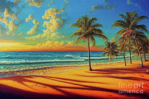 Beach Art Print featuring the digital art Tropical Sunset by Billy Bateman