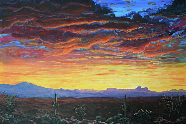 Tucson Art Print featuring the painting Tucson Sunset by Chance Kafka