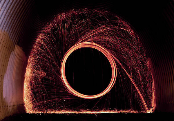 Tunnel Art Print featuring the photograph Tunnel Raining Fire by Christina McGoran