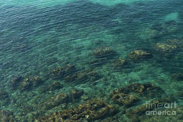 Sea Water Art Print featuring the photograph Turquoise sea water in a rocky cove 1, Mediterranean Sea by Adriana Mueller