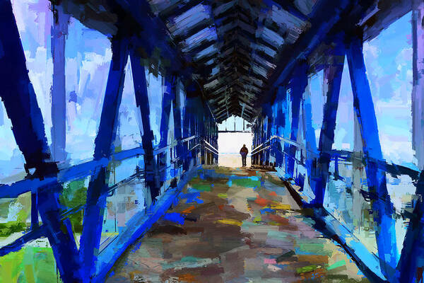 Bridge Art Print featuring the photograph Under the blue bridge by Tatiana Travelways
