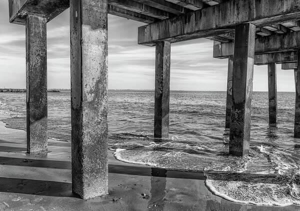Greyscale Art Print featuring the photograph Under the Pier at Coney Island by Cate Franklyn