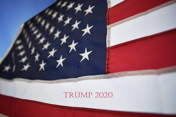 Us Flag Art Print featuring the photograph US Flag Trump 2020 Red by Laura Fasulo