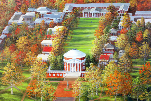 Uva Art Print featuring the painting UVA Rotunda and Lawn by Guy Crittenden