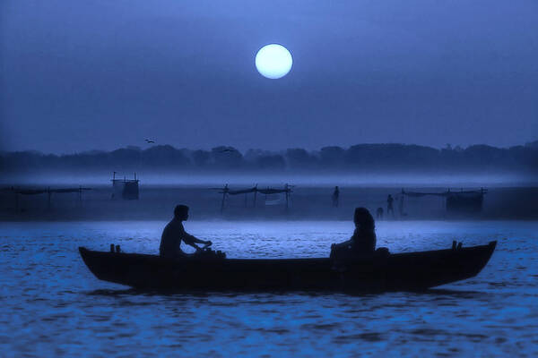 Photography Art Print featuring the photograph Varanasi Boat Ride at Night by Craig Boehman