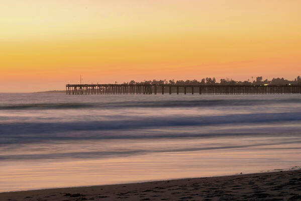 Ventura Art Print featuring the photograph Ventura Pier Long Exposure Sunset by Matthew DeGrushe