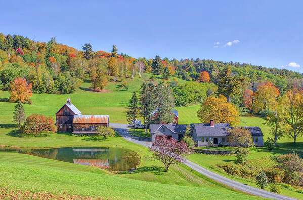 Sleepy Hollow Farm Art Print featuring the photograph Vermont Fall Colors at the Pomfret Sleepy Hollow Farm by Juergen Roth