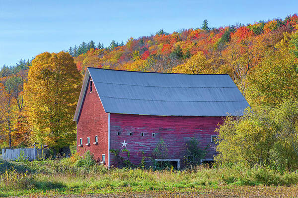 Red Barn Art Print featuring the photograph Vermont Route 100 Red Barn by Juergen Roth