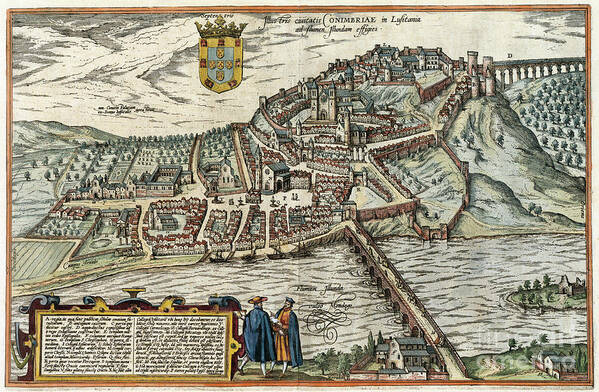 1598 Art Print featuring the drawing View Of Coimbra, 1598 by Georg Braun and Franz Hogenberg