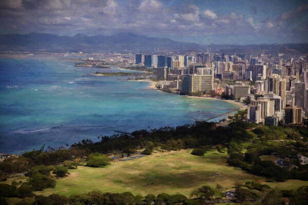 Honolulu Art Print featuring the photograph Waikiki View from Diamond Head by Carolyn Ann Ryan