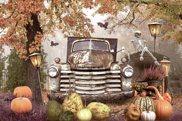 Fall Art Print featuring the photograph Waiting for a Country Halloween by Debra and Dave Vanderlaan
