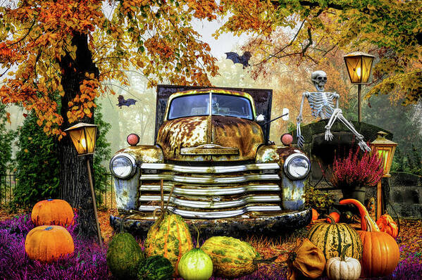 Fall Art Print featuring the photograph Waiting for Halloween by Debra and Dave Vanderlaan