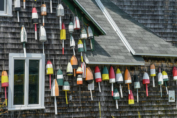 Architecture Art Print featuring the photograph Wall Of Colorful Buoys by Lynn Thomas Amber