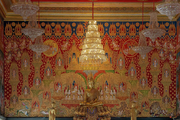 Scenic Art Print featuring the photograph Wat Hua Lamphong Phra Ubosot Principal Buddha Image DTHB0940A by Gerry Gantt