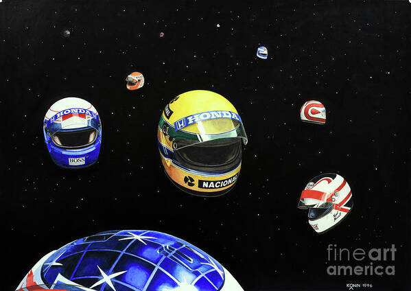 Ayrton Senna Art Print featuring the painting We Are Flying High  by Oleg Konin