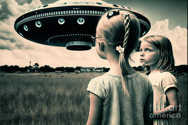 Ufo Art Print featuring the digital art We Really Should Go Now by Jay Schankman