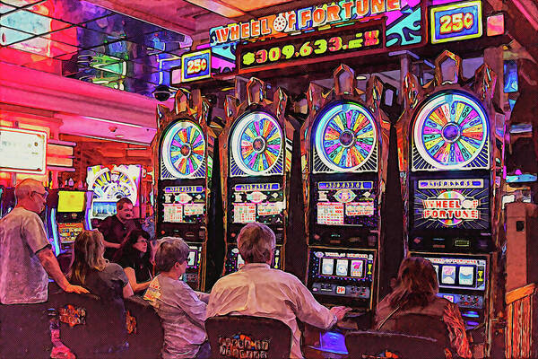 Wheel Of Fortune Art Print featuring the digital art Wheel of Fortune Flamingo Las Vegas by Tatiana Travelways