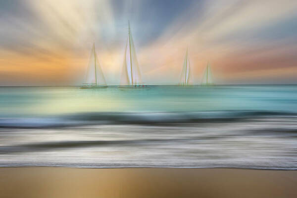 Boats Art Print featuring the photograph White Sails Dreamscape by Debra and Dave Vanderlaan