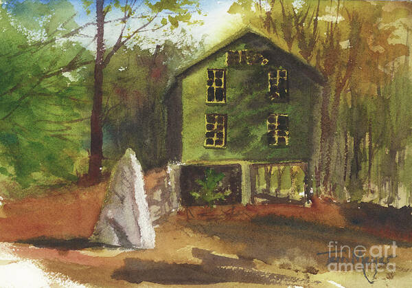 Watercolor Painting Of Wilhelm Barn At Evergreen Valley Resort In Stoneham Maine. Barn Watercolor Painting Art Print featuring the painting Wilhelm Barn at Evergreen Valley Resort, Stoneham Maine by Terri Meyer