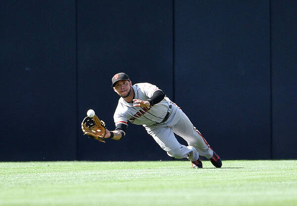 Ball Art Print featuring the photograph Will Venable and Gregor Blanco by Denis Poroy